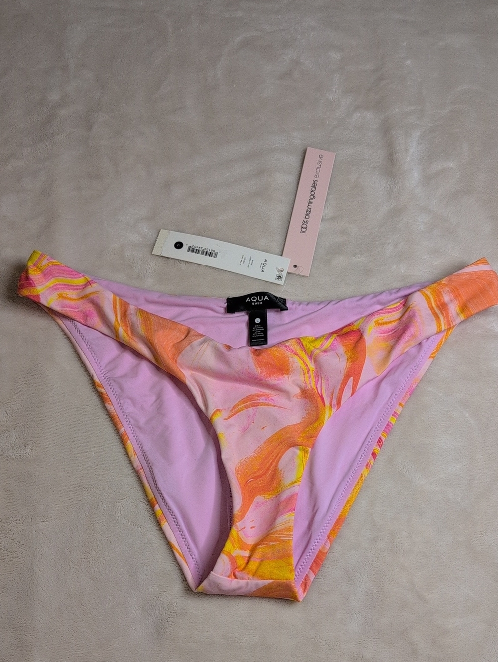 Aqua Pink & Orange Swirl Bikini Bottom